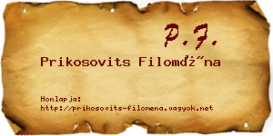 Prikosovits Filoména névjegykártya